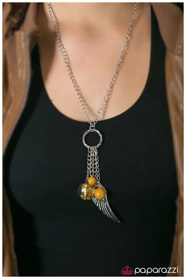 Necklaces Paparazzi Jewelry Paparazzi Necklace On a Wing and a Prayer Yellow