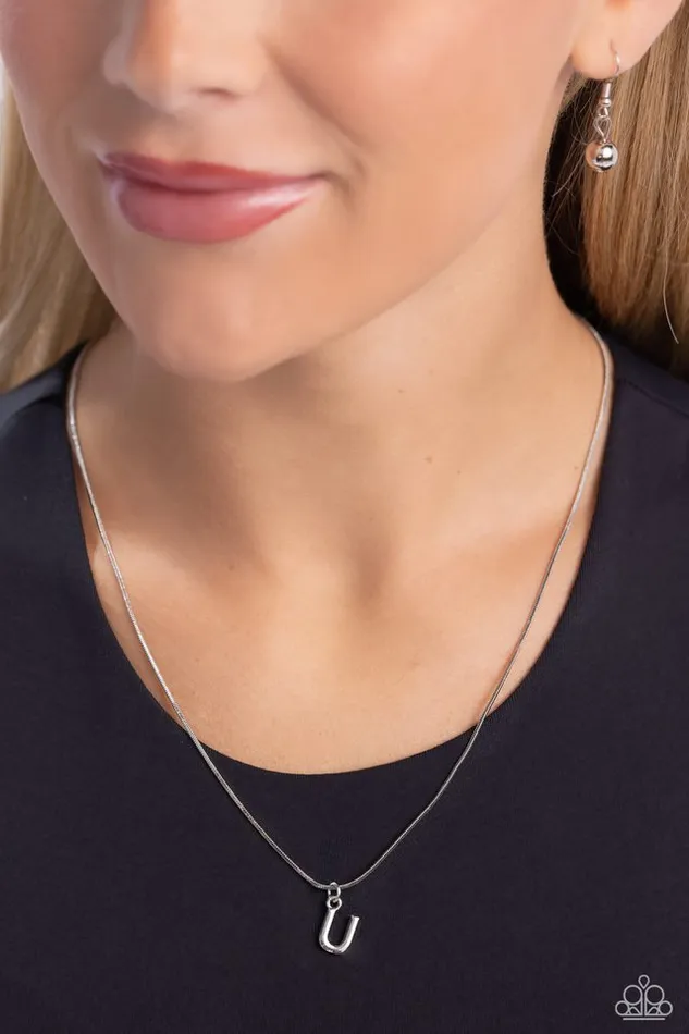 Necklaces Paparazzi Jewelry Paparazzi Necklace Seize the Initial Silver U