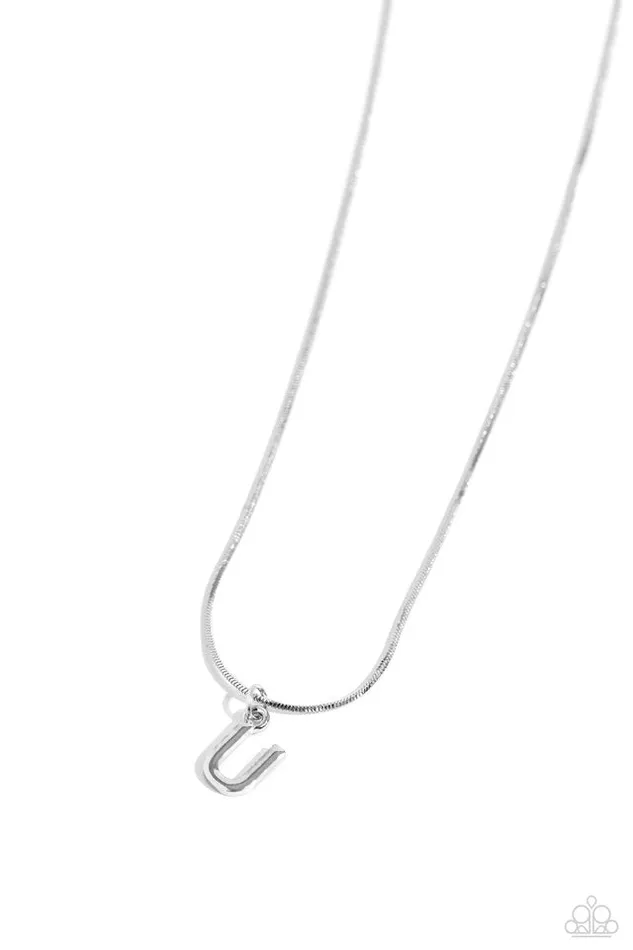 Necklaces Paparazzi Jewelry Paparazzi Necklace Seize the Initial Silver U Necklaces Paparazzi Jewelry Paparazzi Necklace Seize the Initial Silver U