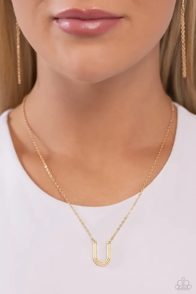 Necklaces Paparazzi Necklace Leave Your Initials Gold U Paparazzi Jewelry