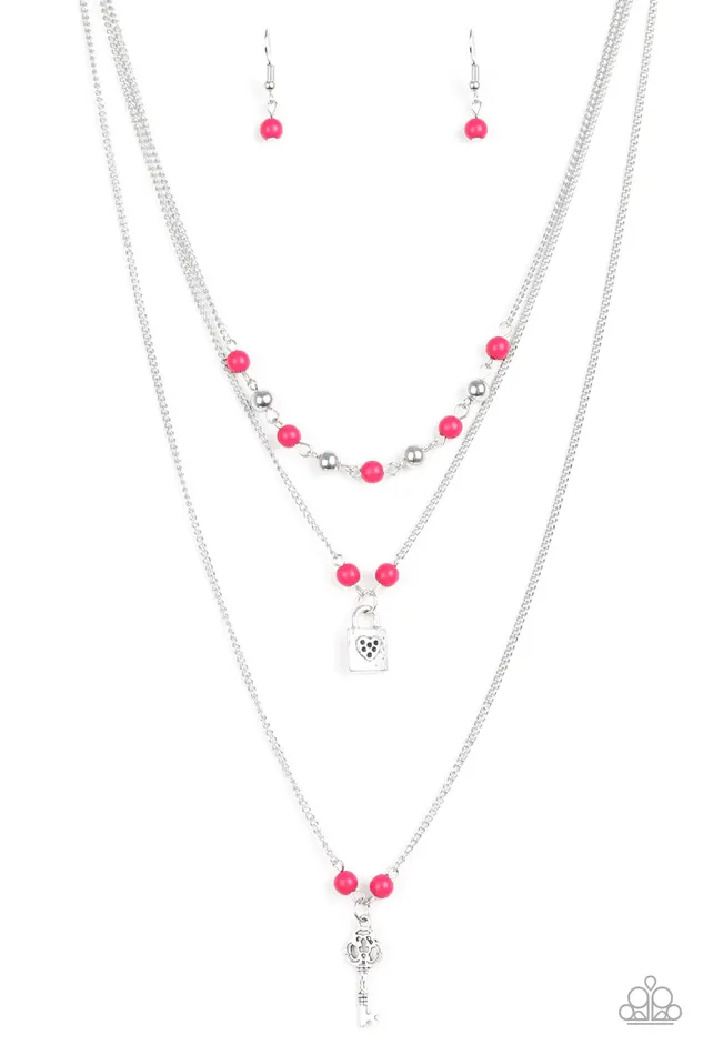 Necklaces Paparazzi Necklace Major Key Pink Paparazzi Jewelry