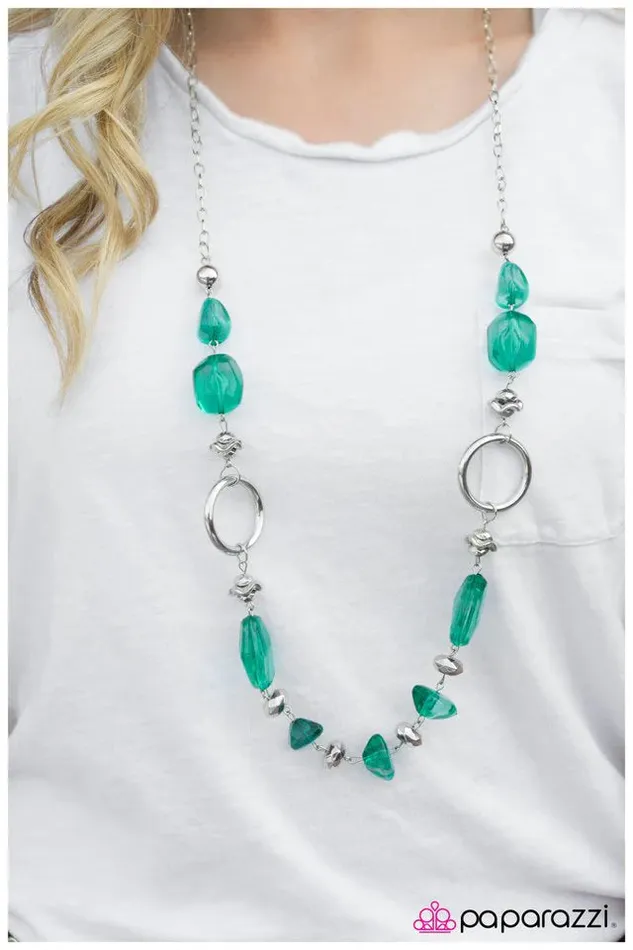 Necklaces Paparazzi Necklace On The Rocks Green Paparazzi Jewelry