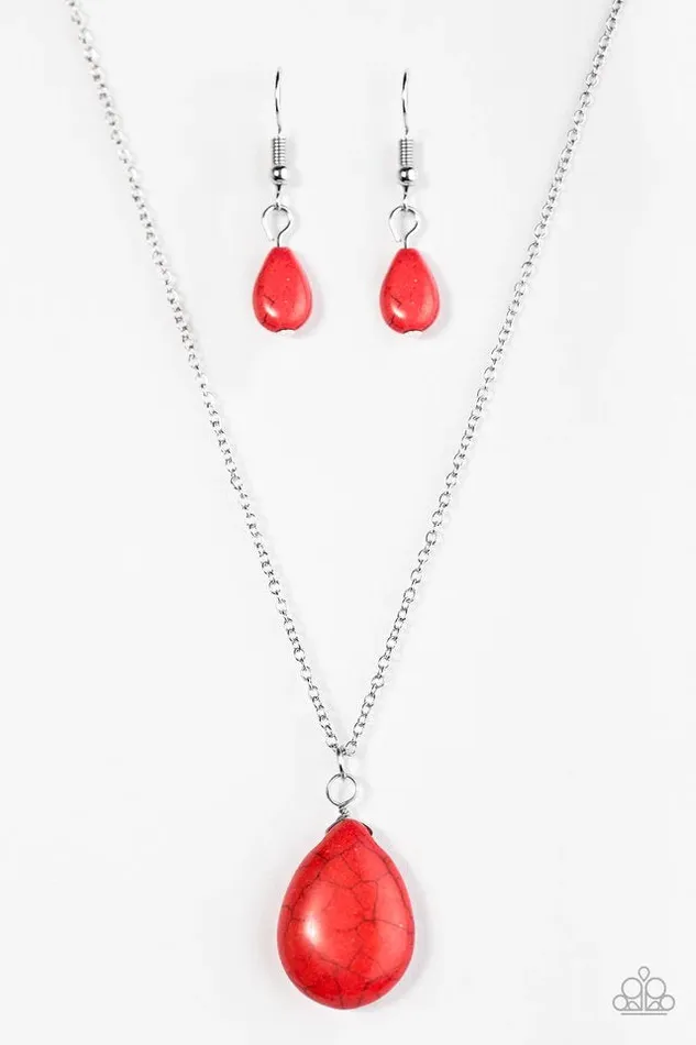 Necklaces Paparazzi Necklace Stone Solo Red Paparazzi Jewelry