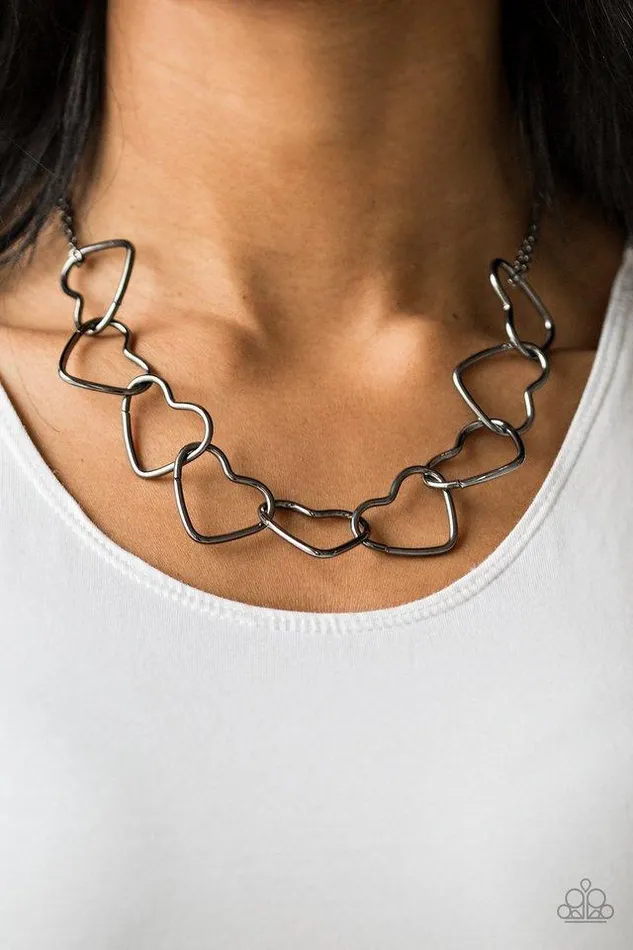 Necklaces Paparazzi Necklace Unbreak My Heart Black Paparazzi Jewelry