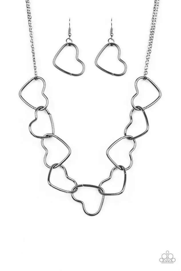 Necklaces Paparazzi Necklace Unbreak My Heart Black Paparazzi Jewelry