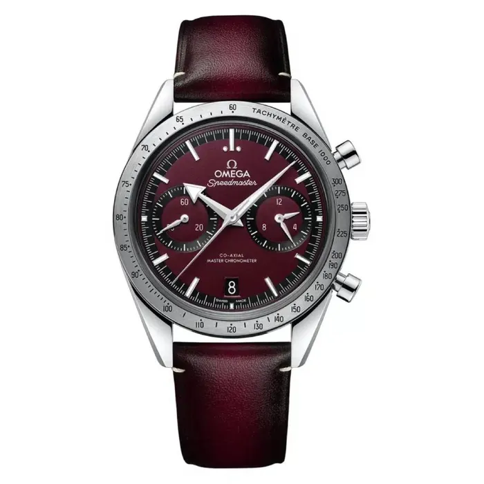 Omega Speedmaster 405mm Watch Ref 33212415111001 Red Dial Red Leather Bracelet Omega Bracelets