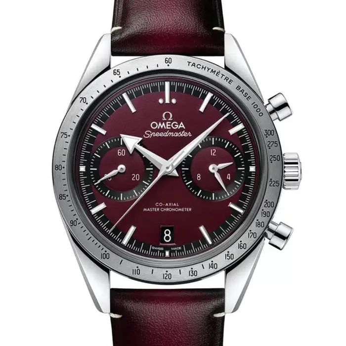 Omega Speedmaster 405mm Watch Ref 33212415111001 Red Dial Red Leather Bracelet Omega Bracelets