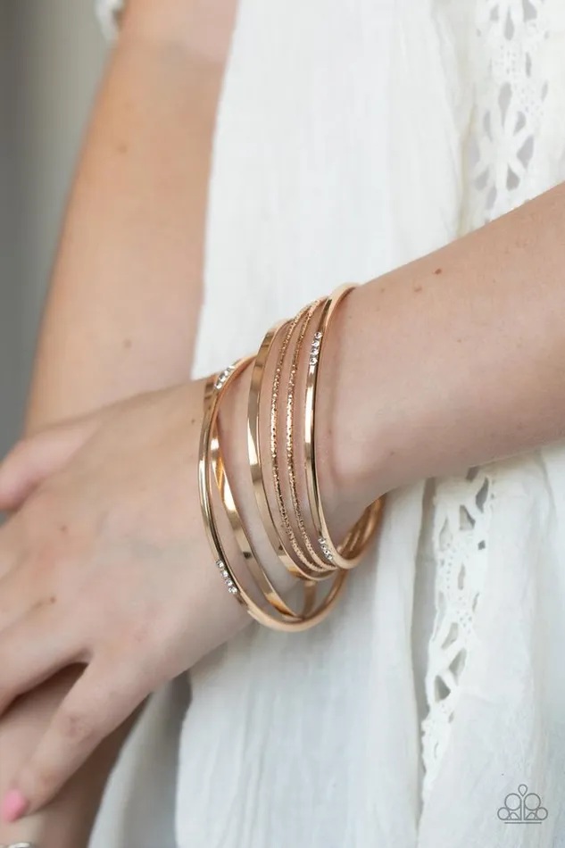 Paparazzi Bracelet Lock STACK and Barrel Gold Paparazzi Jewelry Bracelets