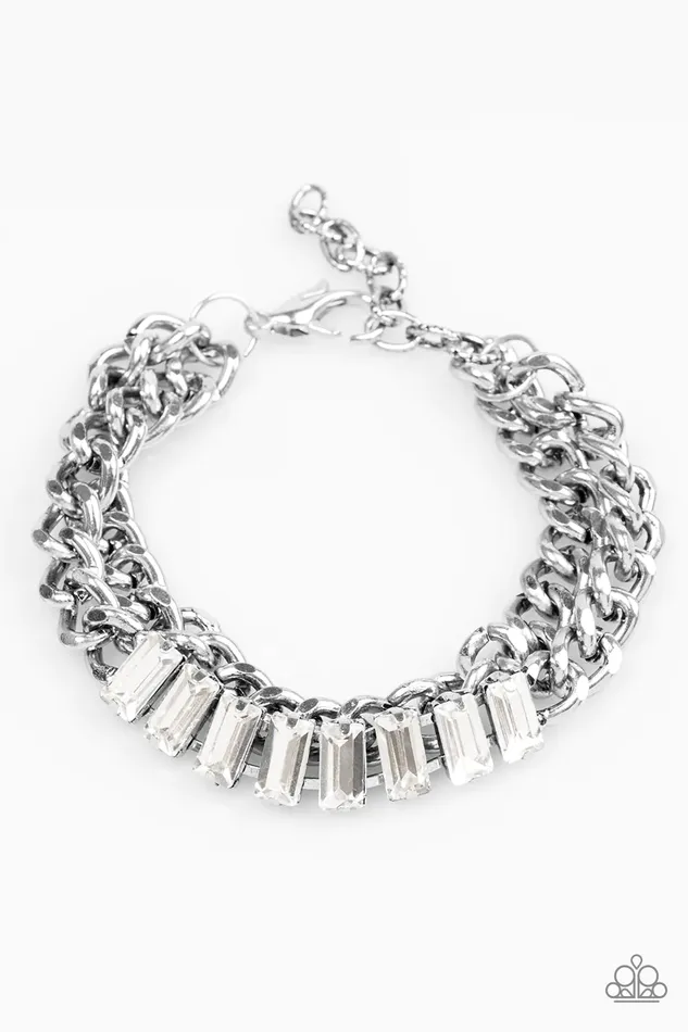 Paparazzi Bracelet Plunge Into Grunge White Paparazzi Jewelry Bracelets