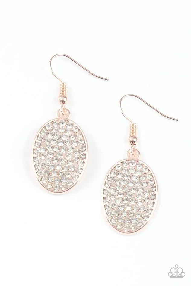 Paparazzi Earring All Dazzle Rose Gold Paparazzi Jewelry Earrings