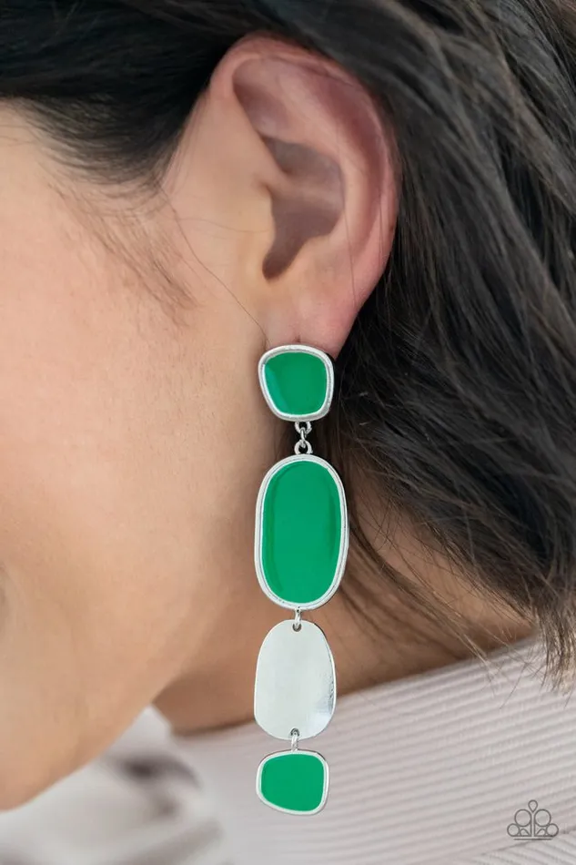 Paparazzi Earring All Out Allure Green Paparazzi Jewelry Earrings