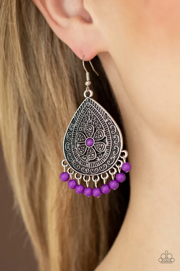 Paparazzi Earring Blossoming Teardrops Purple Paparazzi Jewelry Earrings