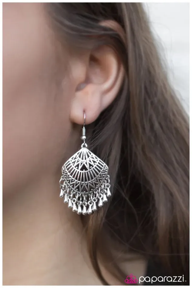 Paparazzi Earring Can You Do The CanCan Silver Paparazzi Jewelry Earrings