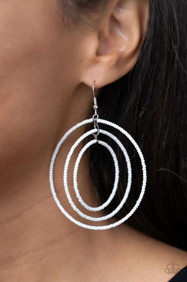 Paparazzi Earring Colorfully Circulating White Paparazzi Jewelry Earrings