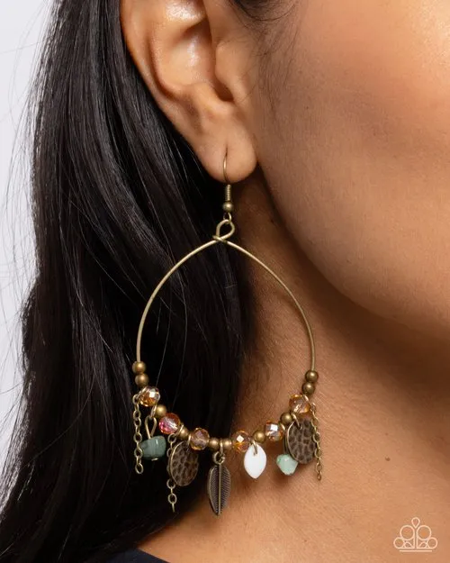 Paparazzi Earring Feathered Fringe Brass Paparazzi Jewelry Earrings