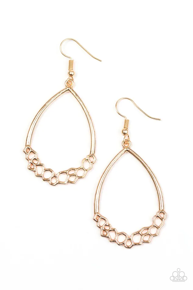 Paparazzi Earring Geo GoGetter Gold Paparazzi Jewelry Earrings