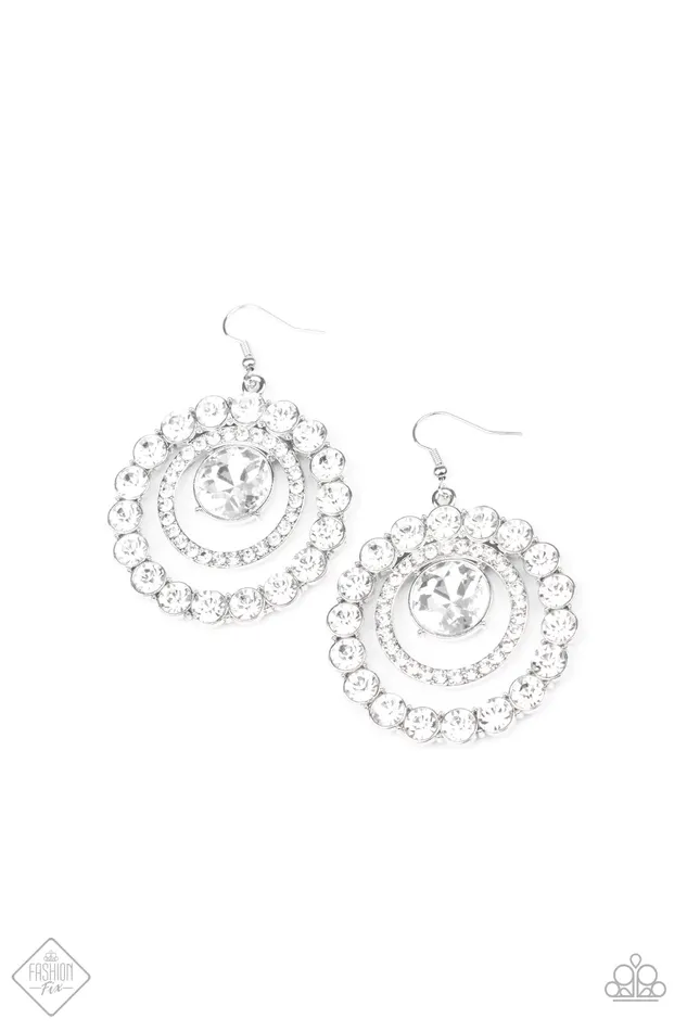 Paparazzi Earring Glitzy Gamble White Paparazzi Jewelry Earrings