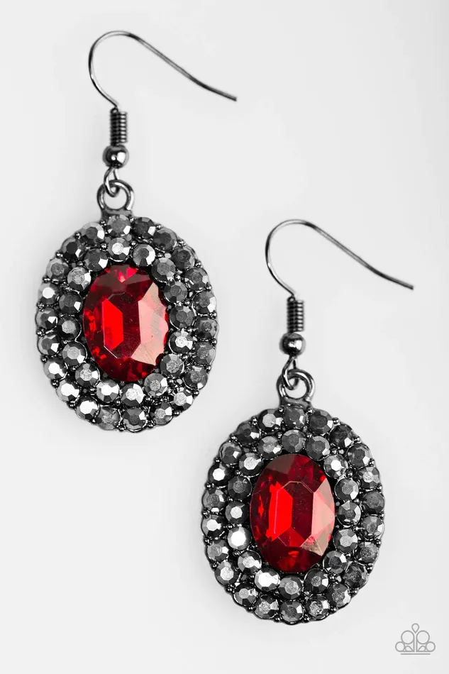 Paparazzi Earring Grit and Glitter Red Paparazzi Jewelry Earrings