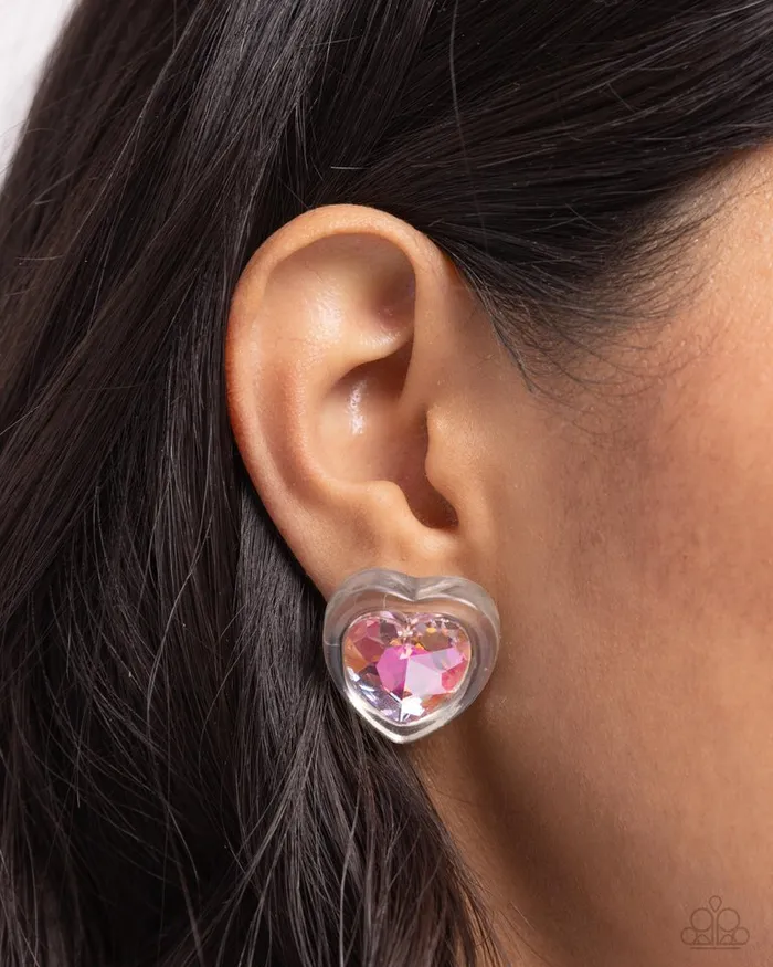 Paparazzi Earring HeartPounding Haute Pink Paparazzi Jewelry Earrings