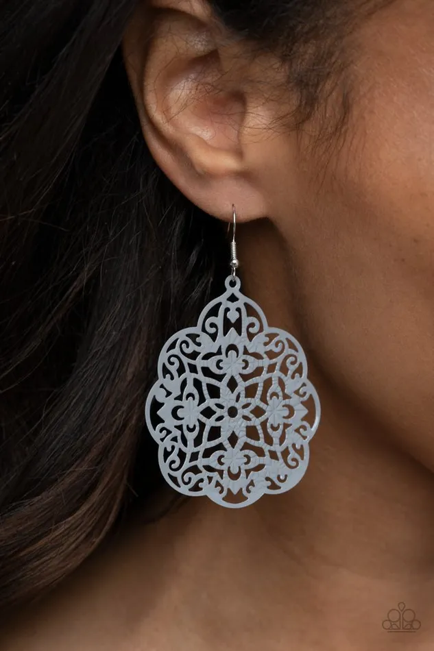 Paparazzi Earring Mediterranean Eden Silver Paparazzi Jewelry Earrings