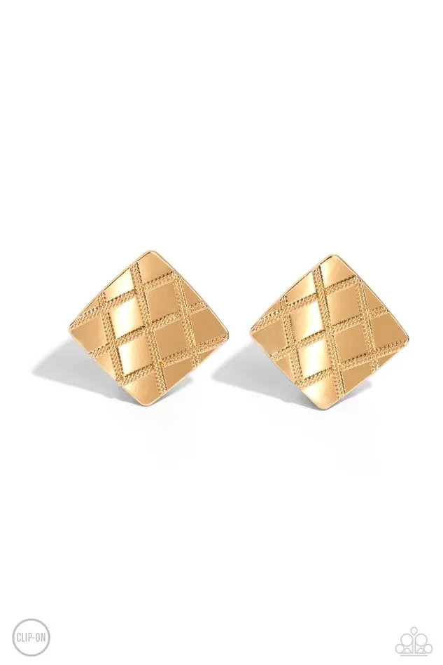 Paparazzi Earring PLAID and Simple Gold Paparazzi Jewelry Earrings Paparazzi Earring PLAID and Simple Gold Paparazzi Jewelry Earrings