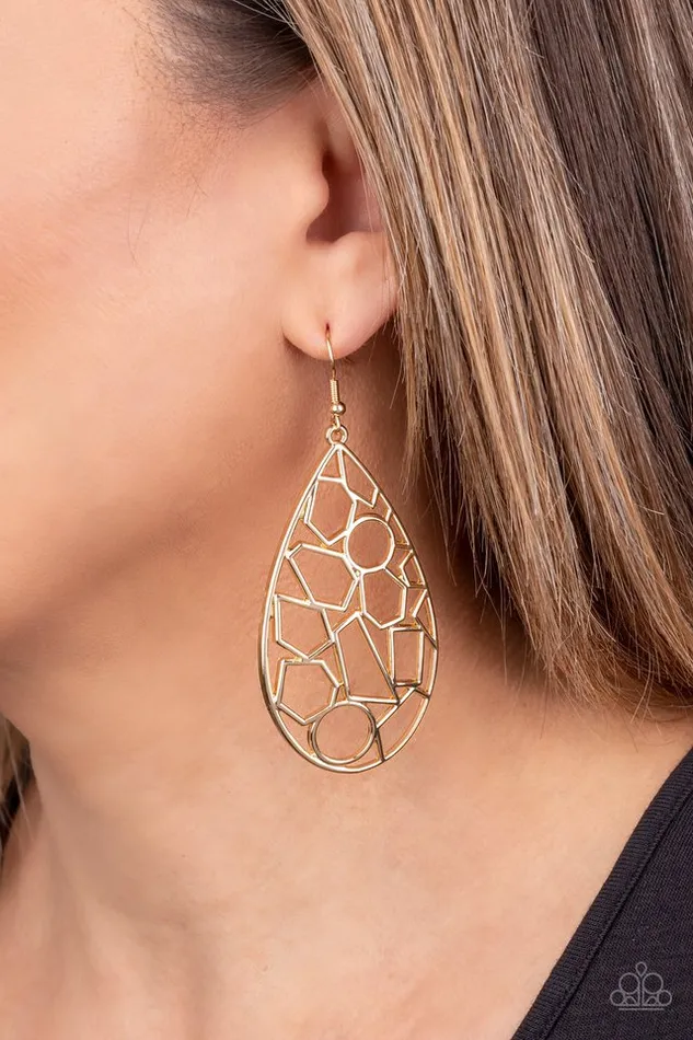Paparazzi Earring Reshaped Radiance Gold Paparazzi Jewelry Earrings