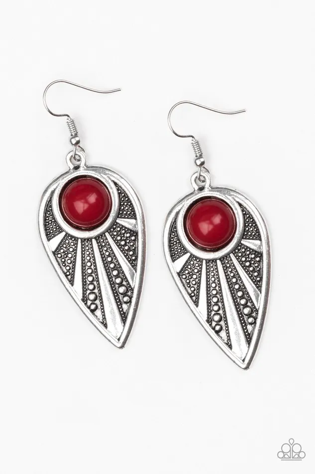 Paparazzi Earring Take A WALKABOUT Red Paparazzi Jewelry Earrings