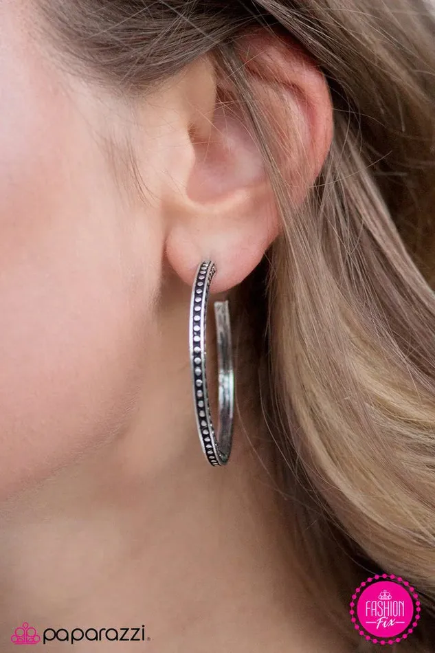 Paparazzi Earring TRIBE As I May Silver Paparazzi Jewelry Earrings