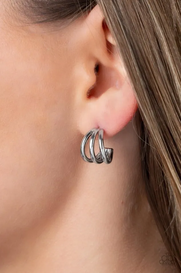 Paparazzi Earring TRIPLE Down Silver Paparazzi Jewelry Earrings