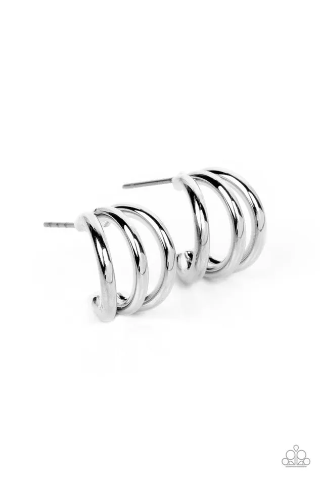 Paparazzi Earring TRIPLE Down Silver Paparazzi Jewelry Earrings