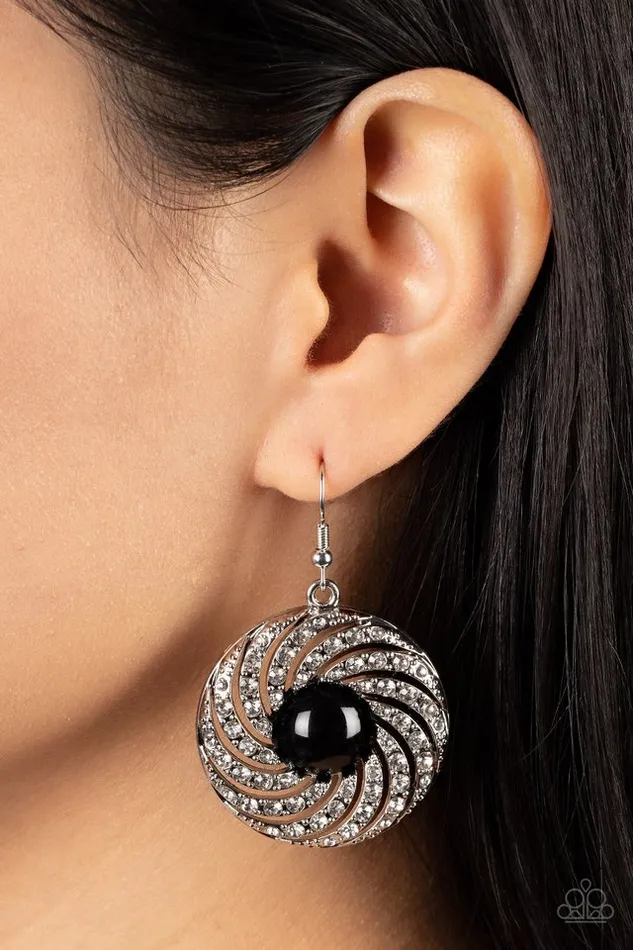Paparazzi Earring Vintage Vortex Black Paparazzi Jewelry Earrings