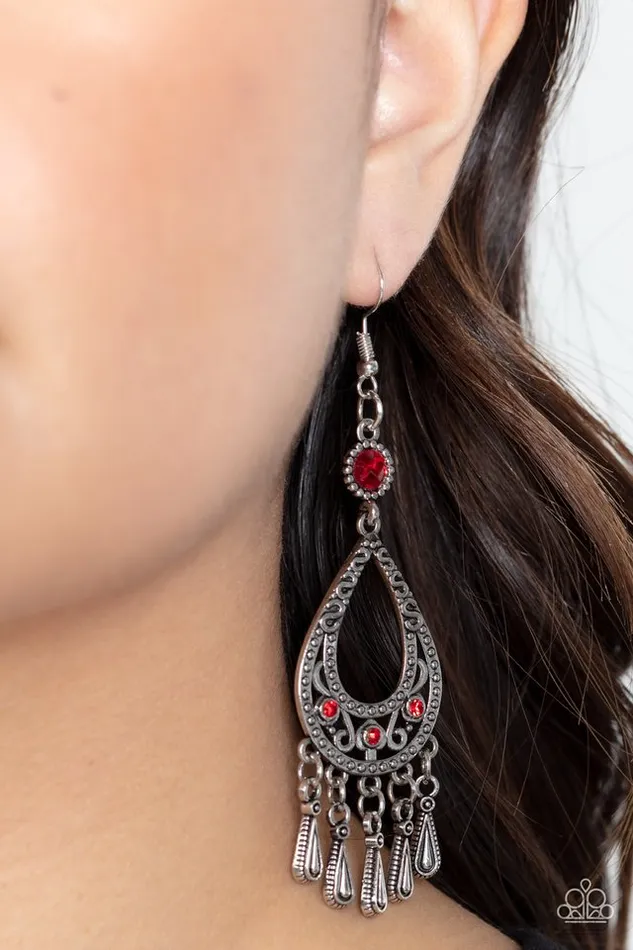 Paparazzi Earring Viva la DIVA Red Paparazzi Jewelry Earrings