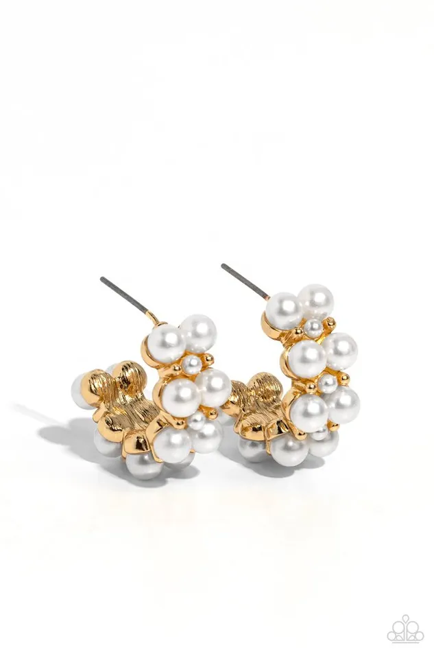 Paparazzi Earring White Collar Wardrobe Gold Paparazzi Jewelry Earrings Paparazzi Earring White Collar Wardrobe Gold Paparazzi Jewelry Earrings