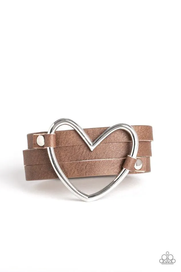 Paparazzi Jewelry Bracelets Paparazzi Bracelet One Love One Heart Brown
