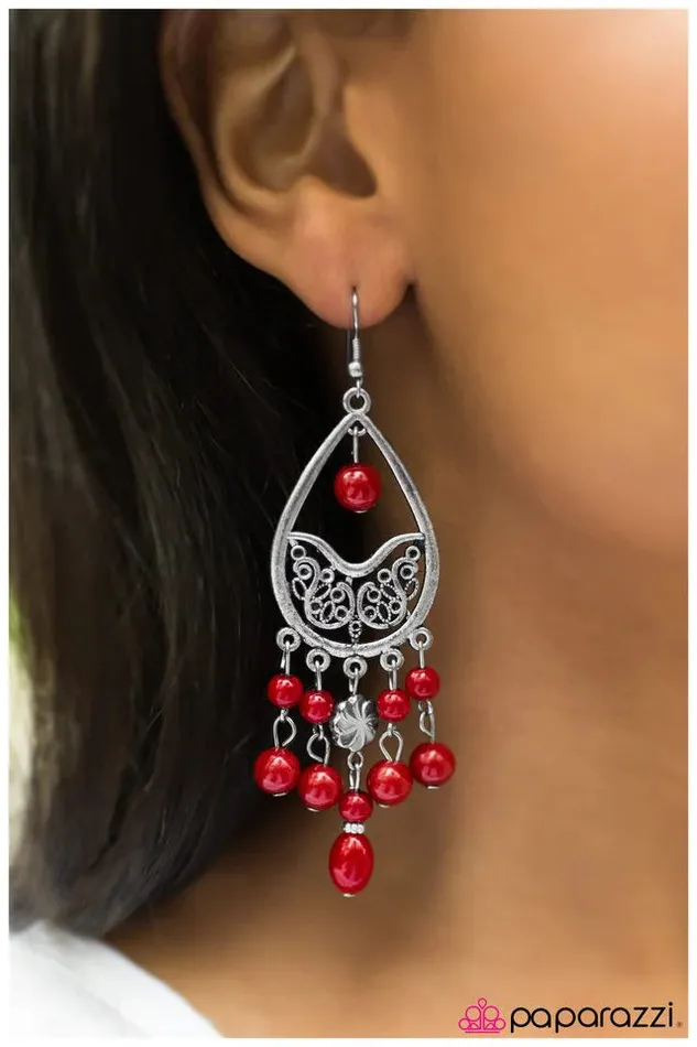 Paparazzi Jewelry Earrings Paparazzi Earring Dance The Night Away Red