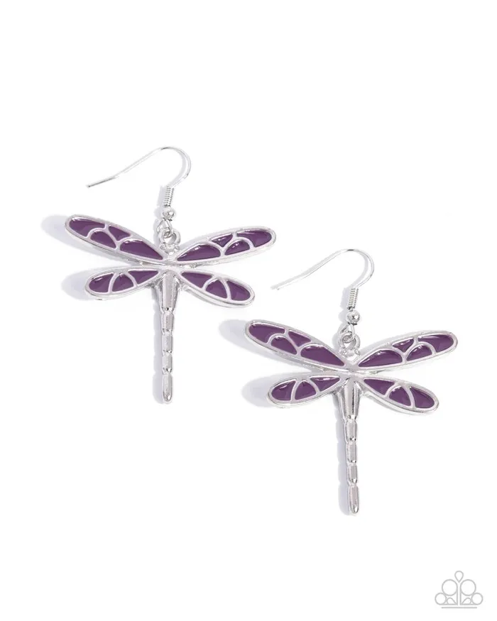 Paparazzi Jewelry Earrings Paparazzi Earring Dragonfly Descent Purple Paparazzi Jewelry Earrings Paparazzi Earring Dragonfly Descent Purple