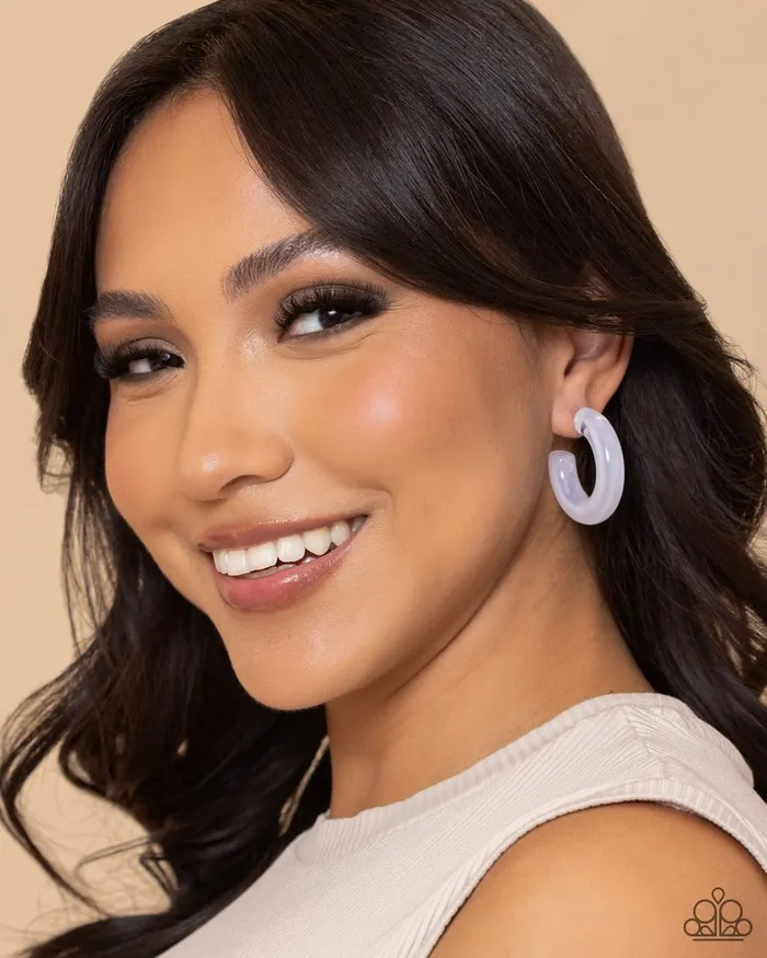 Paparazzi Jewelry Earrings Paparazzi Earring Glassy GAZE White Paparazzi Jewelry Earrings Paparazzi Earring Glassy GAZE White