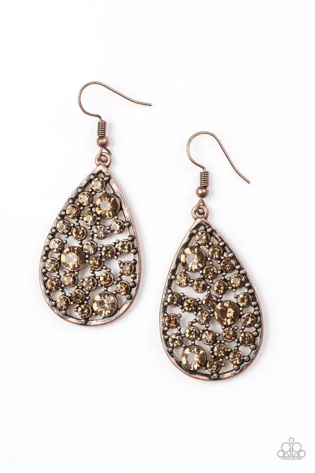 Paparazzi Jewelry Earrings Paparazzi Earring GLOW With The Flow Copper