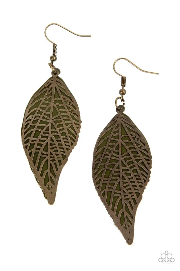 Paparazzi Jewelry Earrings Paparazzi Earring Leafy Luxury Green Paparazzi Jewelry Earrings Paparazzi Earring Leafy Luxury Green