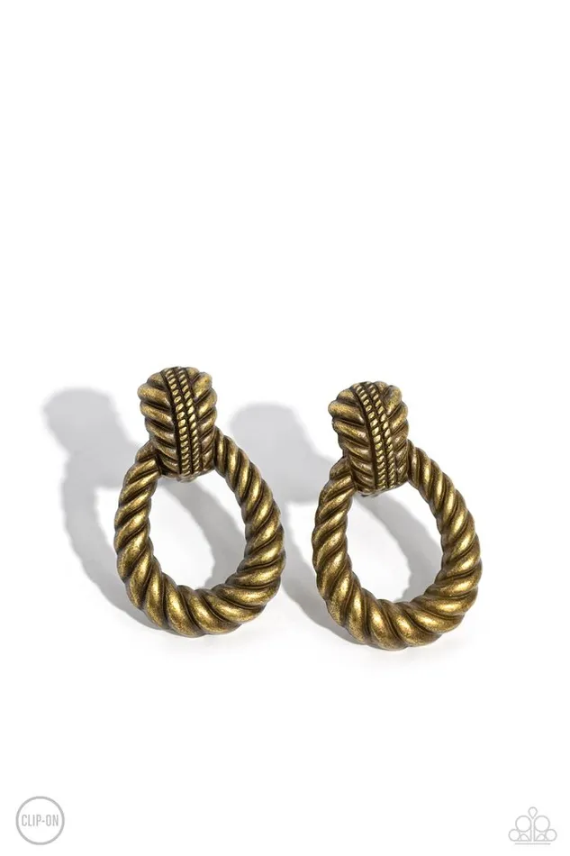 Paparazzi Jewelry Earrings Paparazzi Earring Roping Rodeo Brass Paparazzi Jewelry Earrings Paparazzi Earring Roping Rodeo Brass