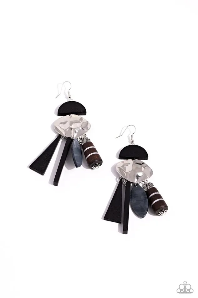 Paparazzi Jewelry Earrings Paparazzi Earring Textured Talisman Black Paparazzi Jewelry Earrings Paparazzi Earring Textured Talisman Black