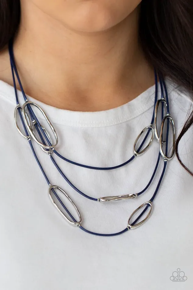 Paparazzi Jewelry Necklaces Paparazzi Necklace Check Your CORDinates Blue