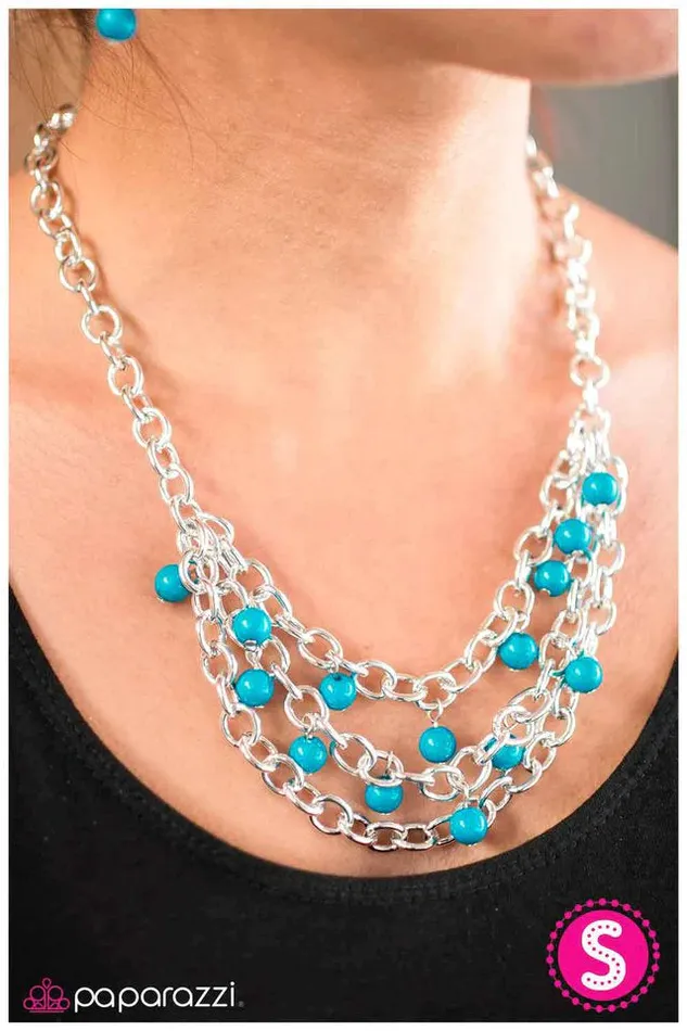Paparazzi Jewelry Necklaces Paparazzi Necklace Draped in Radiance Blue