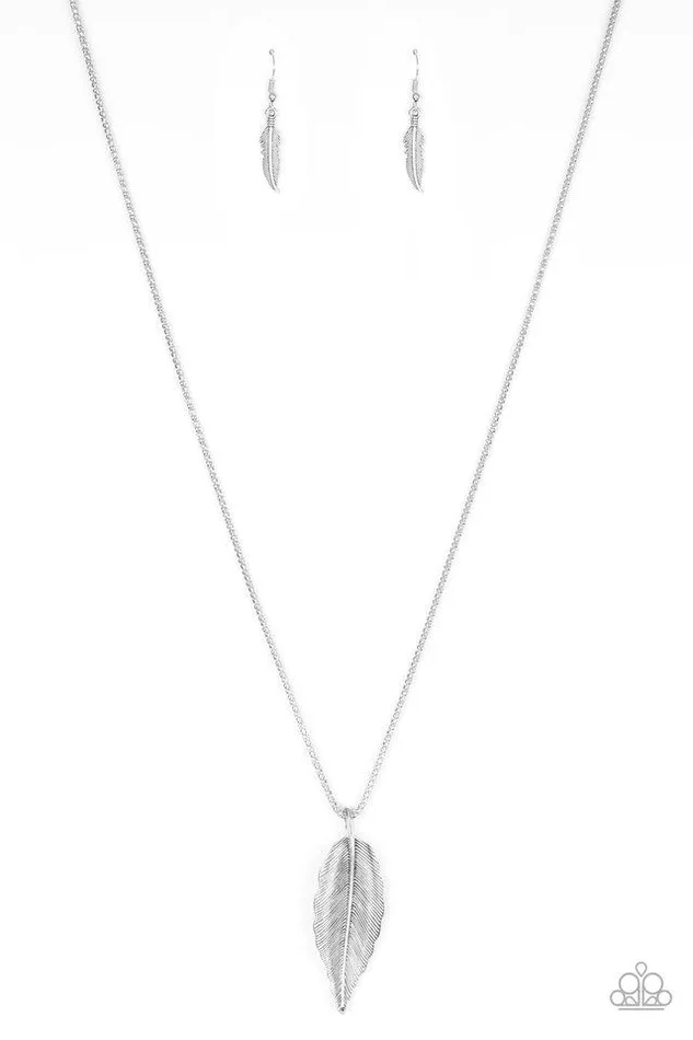 Paparazzi Jewelry Necklaces Paparazzi Necklace Feather Forager Silver