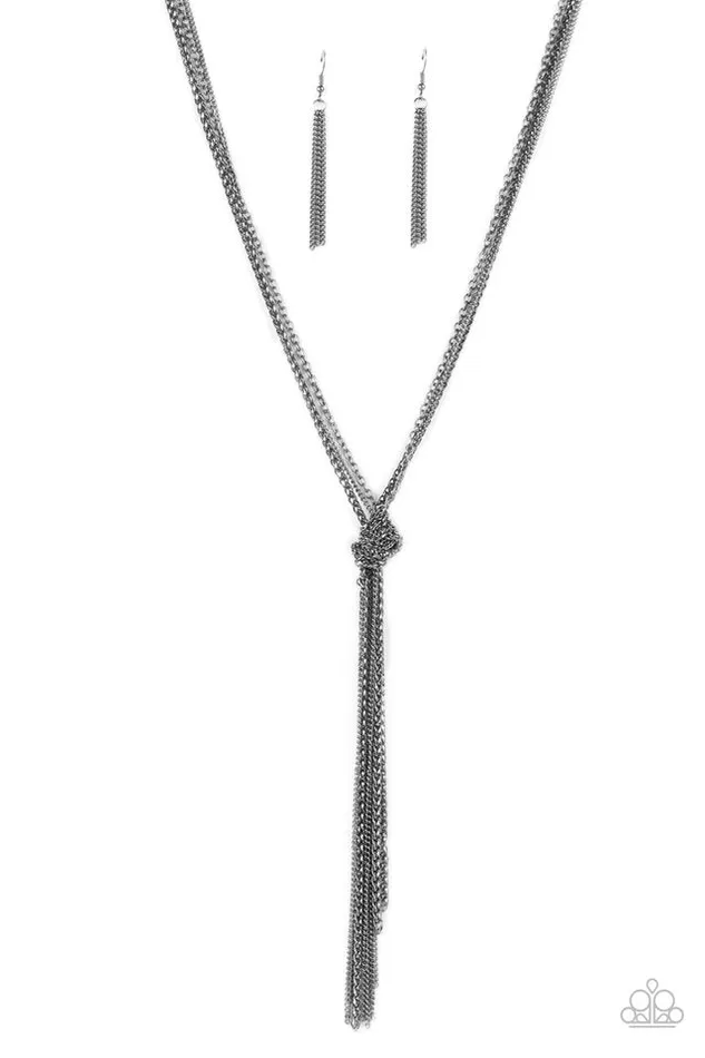 Paparazzi Jewelry Necklaces Paparazzi Necklace KNOT All There Black Paparazzi Jewelry Necklaces Paparazzi Necklace KNOT All There Black