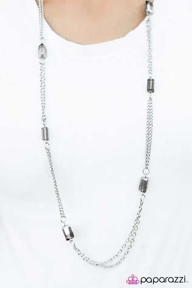 Paparazzi Jewelry Necklaces Paparazzi Necklace Midnight Mirage Silver