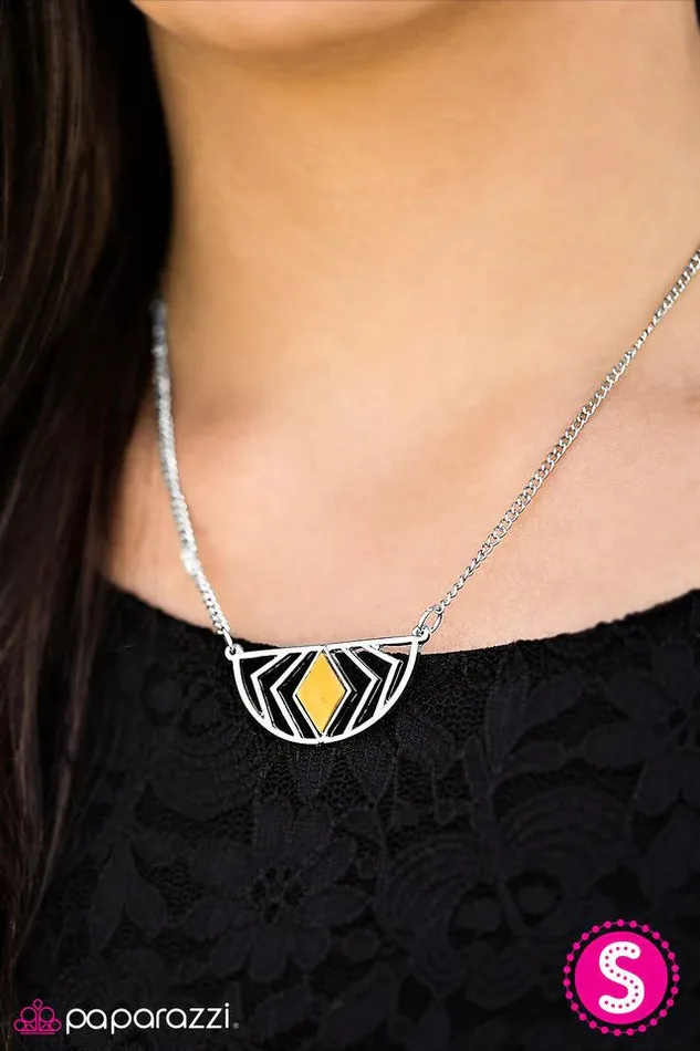 Paparazzi Jewelry Necklaces Paparazzi Necklace On The GEO Yellow