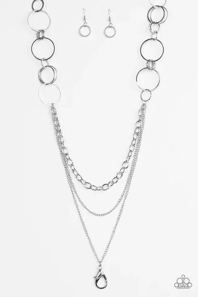 Paparazzi Jewelry Necklaces Paparazzi Necklace RING Down The House Silver Lanyard