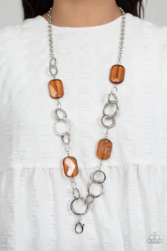 Paparazzi Jewelry Necklaces Paparazzi Necklace Stained Glass Glamour Brown