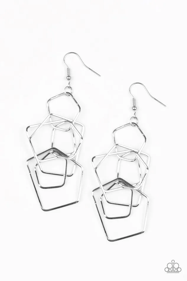 Paparazzi Jewelry Paparazzi Earring FiveSided Fabulous Silver Earrings
